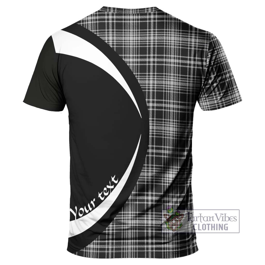 Tartan Vibes Clothing MacLean Black and White Tartan T-Shirt with Family Crest Circle Style