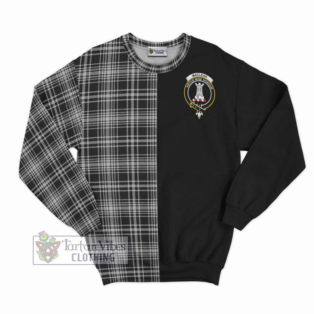 MacLean Black and White Tartan Sweatshirt with Family Crest and Half Of Me Style - Tartanvibesclothing Shop