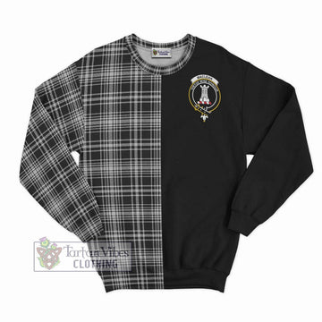 MacLean Black and White Tartan Sweatshirt with Family Crest and Half Of Me Style