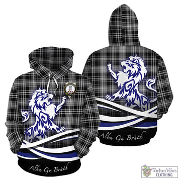 MacLean Black and White Tartan Hoodie with Alba Gu Brath Regal Lion Emblem