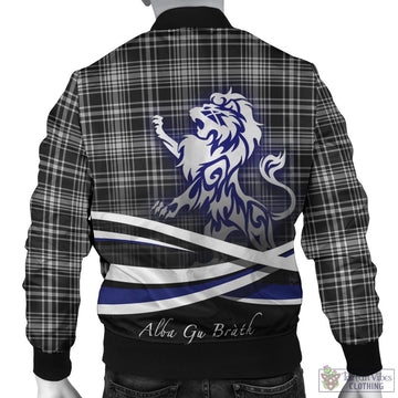 MacLean Black and White Tartan Bomber Jacket with Alba Gu Brath Regal Lion Emblem