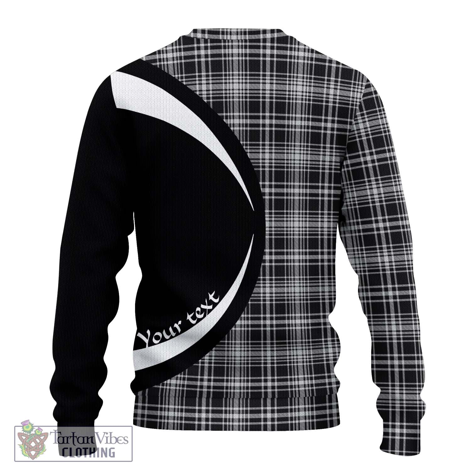 MacLean Black and White Tartan Knitted Sweater with Family Crest Circle Style - Tartan Vibes Clothing