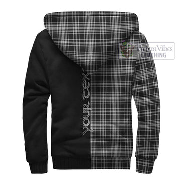 MacLean Black and White Tartan Sherpa Hoodie with Family Crest and Half Of Me Style