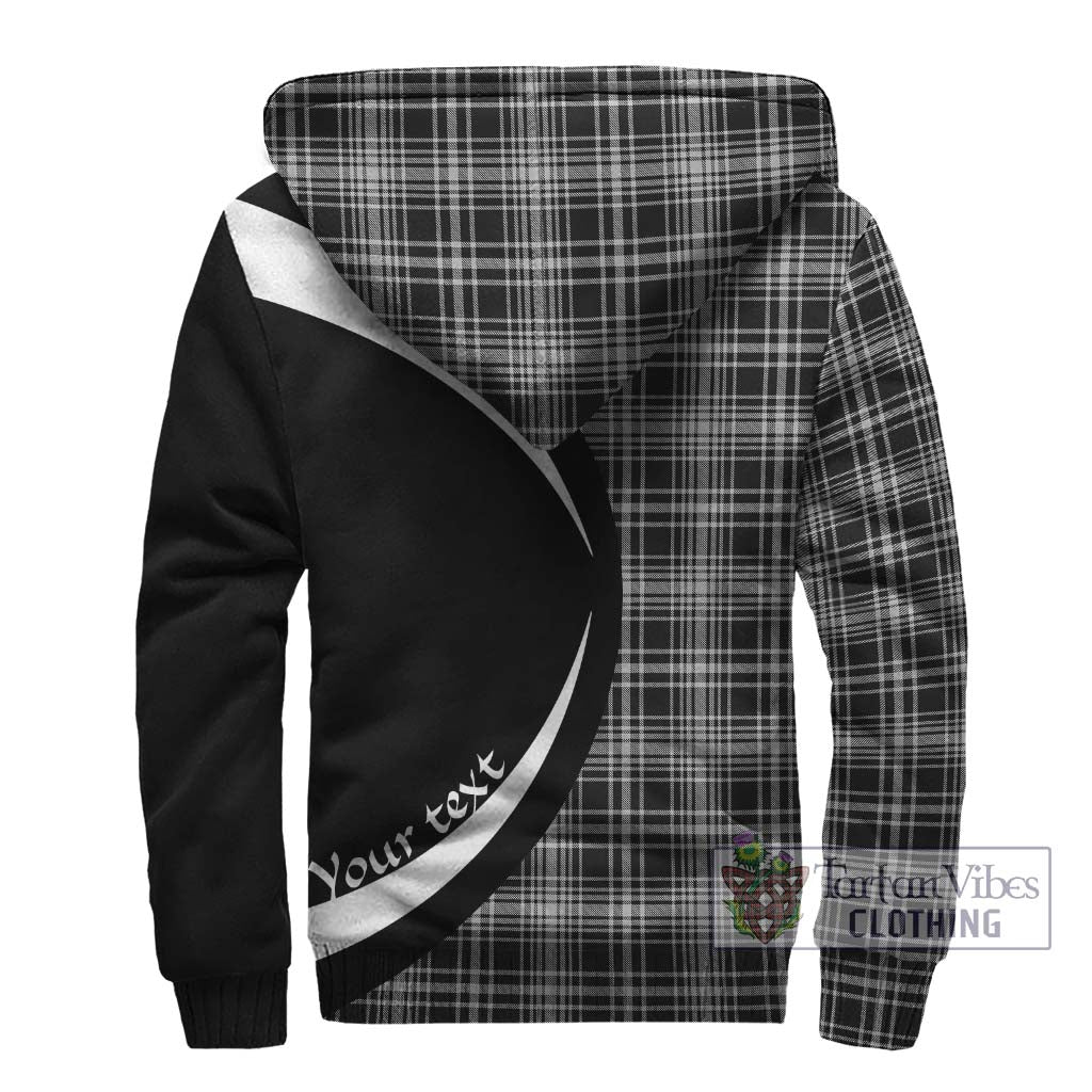 MacLean Black and White Tartan Sherpa Hoodie with Family Crest Circle Style - Tartan Vibes Clothing