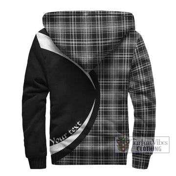 MacLean Black and White Tartan Sherpa Hoodie with Family Crest Circle Style