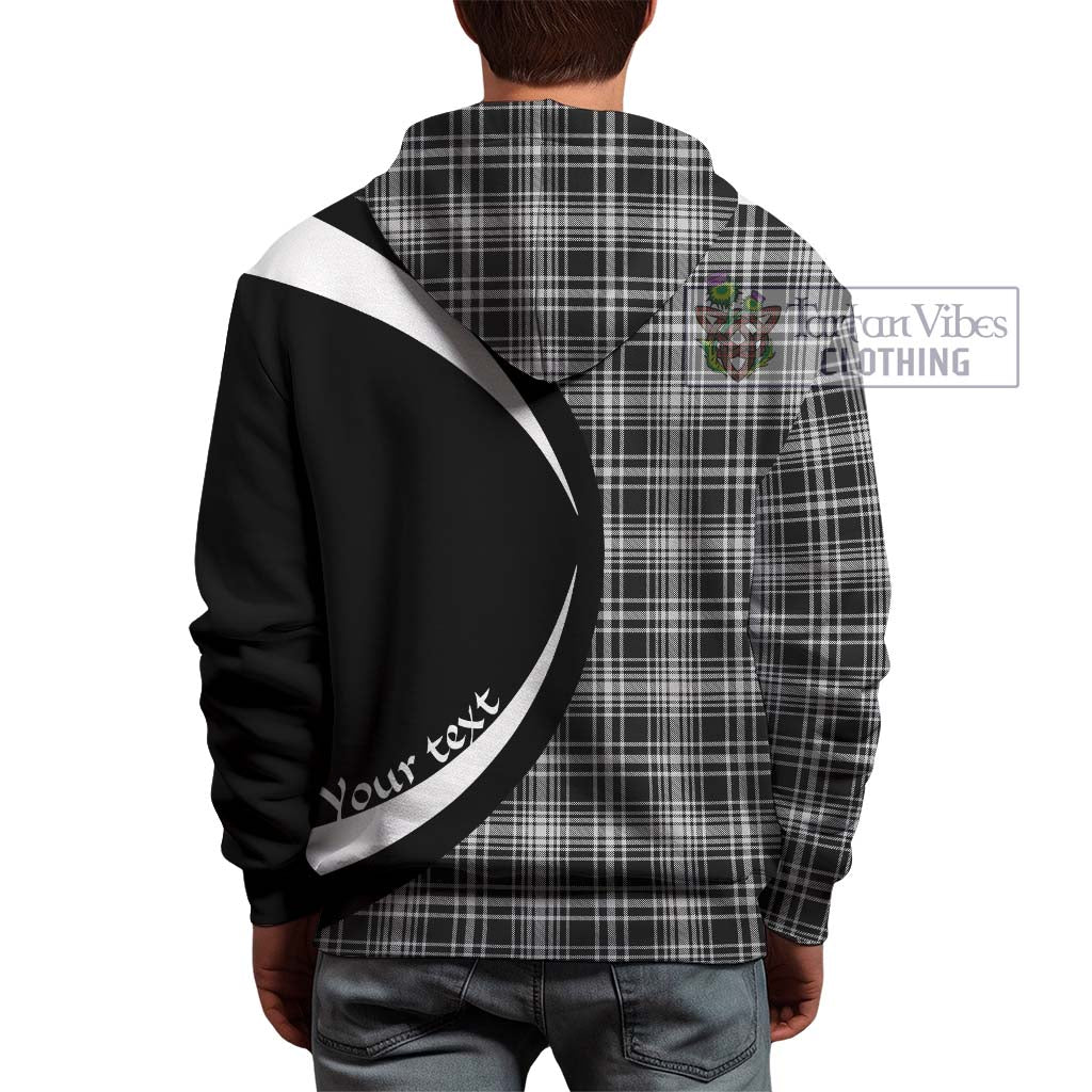 Tartan Vibes Clothing MacLean Black and White Tartan Hoodie with Family Crest Circle Style