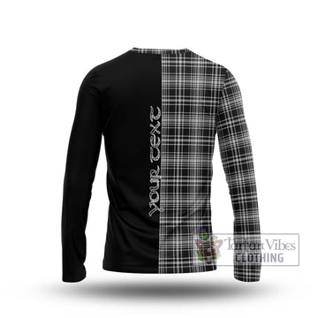 MacLean Black and White Tartan Long Sleeve T-Shirt with Family Crest and Half Of Me Style