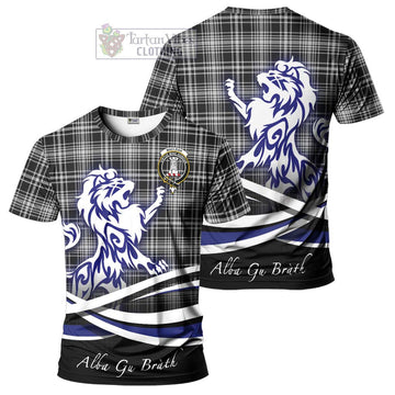 MacLean Black and White Tartan Cotton T-shirt with Alba Gu Brath Regal Lion Emblem