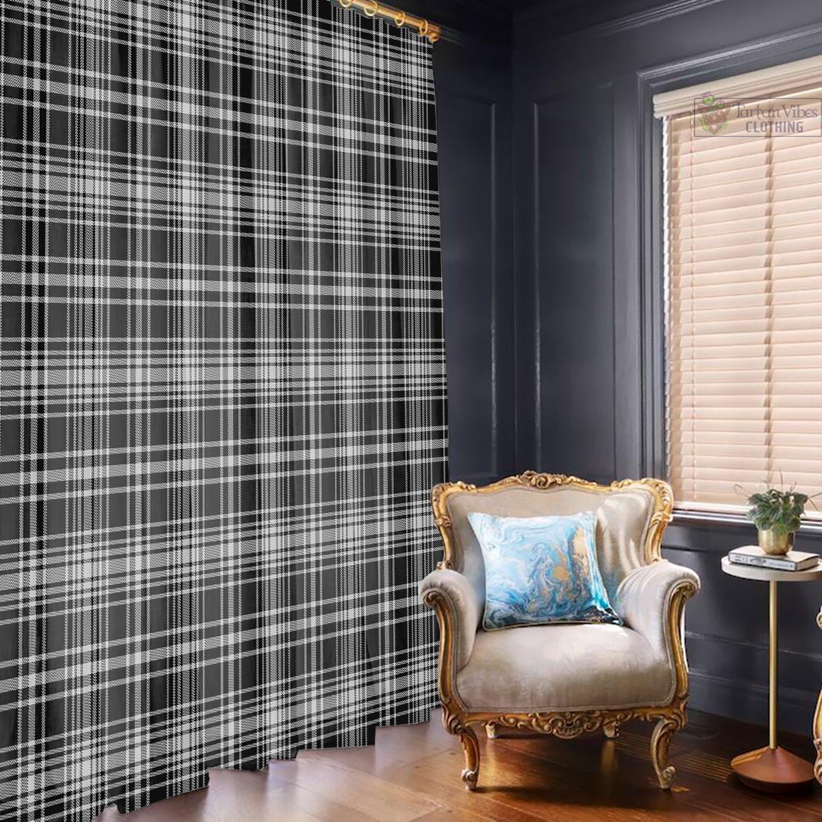 MacLean Black and White Tartan Window Curtain