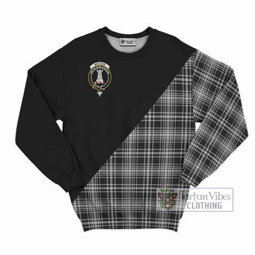 MacLean Black and White Tartan Sweatshirt with Family Crest and Military Logo Style