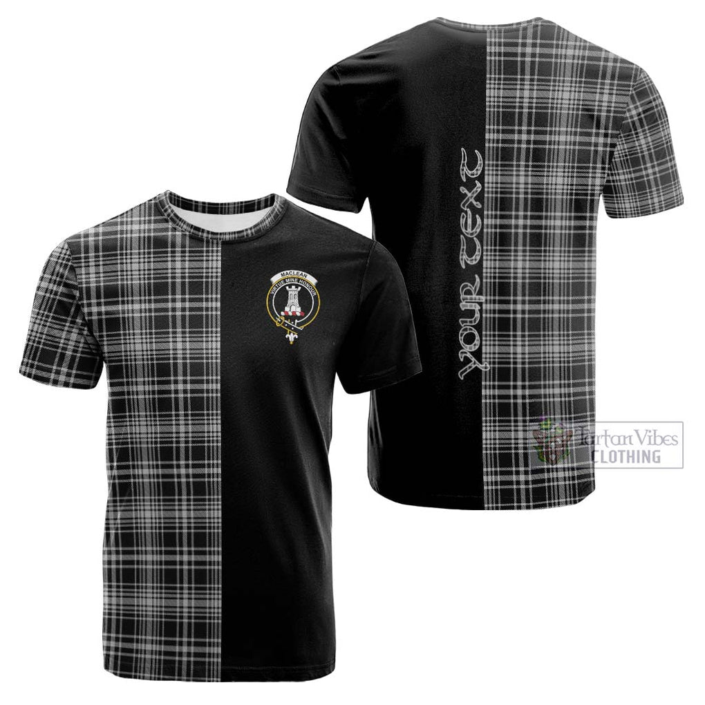 Tartan Vibes Clothing MacLean Black and White Tartan Cotton T-shirt with Family Crest and Half Of Me Style