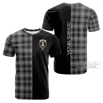 MacLean Black and White Tartan Cotton T-shirt with Family Crest and Half Of Me Style