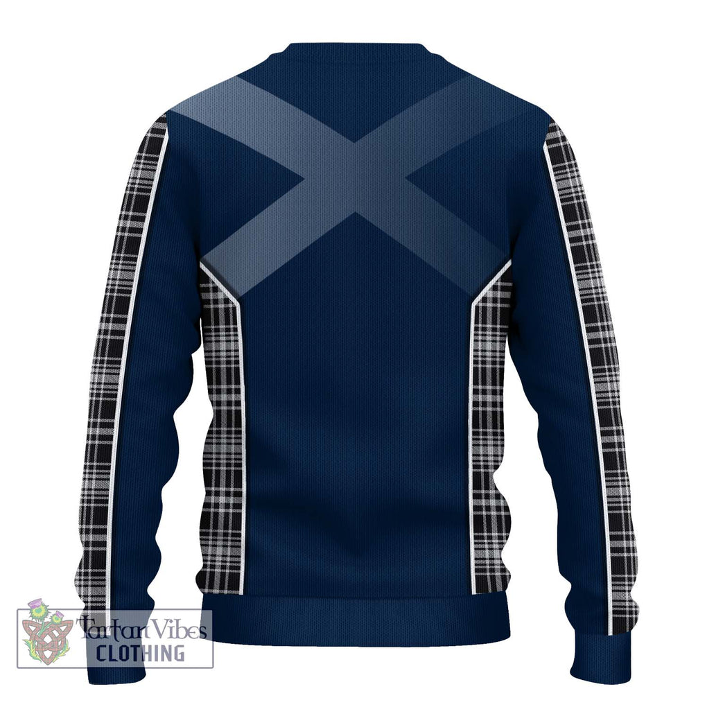 MacLean Black and White Tartan Knitted Sweater with Family Crest and Lion Rampant Vibes Sport Style - Tartan Vibes Clothing