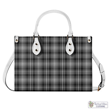 MacLean Black and White Tartan Luxury Leather Handbags