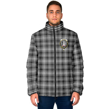 MacLean Black and White Tartan Padded Jacket with Family Crest