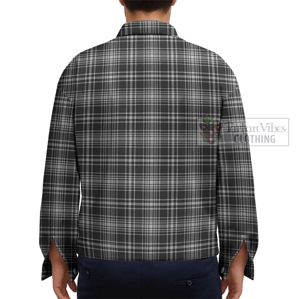 MacLean Black and White Tartan Unisex Lapel Cotton Jacket - Tartan Vibes Clothing