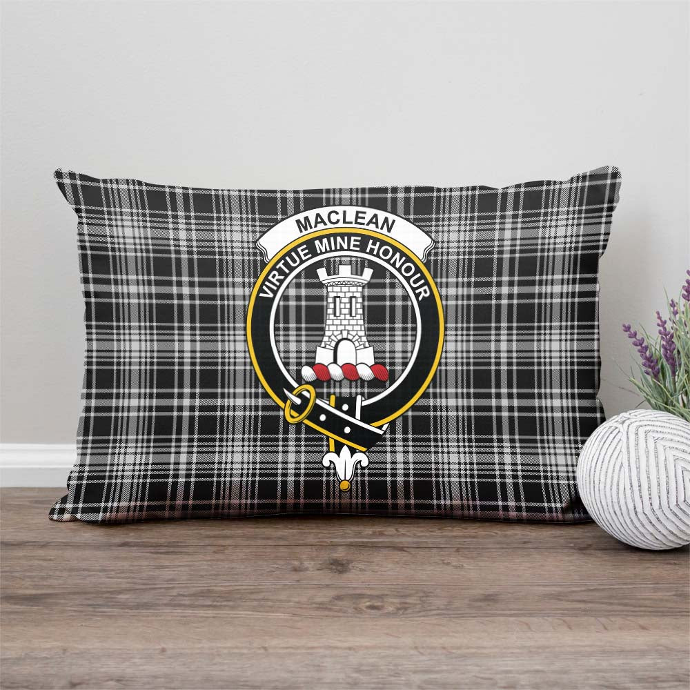 MacLean Black and White Tartan Pillow Cover with Family Crest Rectangle Pillow Cover - Tartanvibesclothing