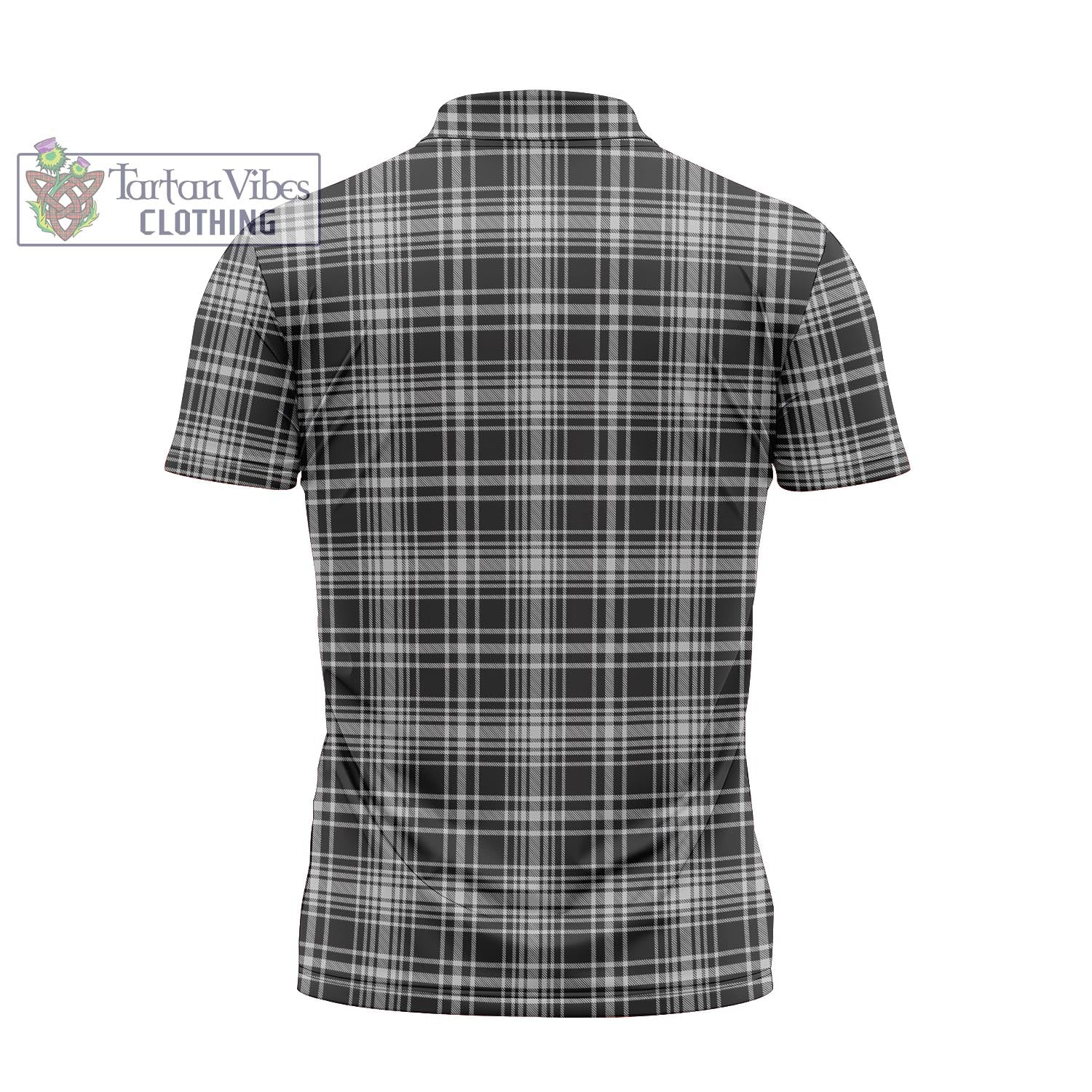 Tartan Vibes Clothing MacLean Black and White Tartan Zipper Polo Shirt