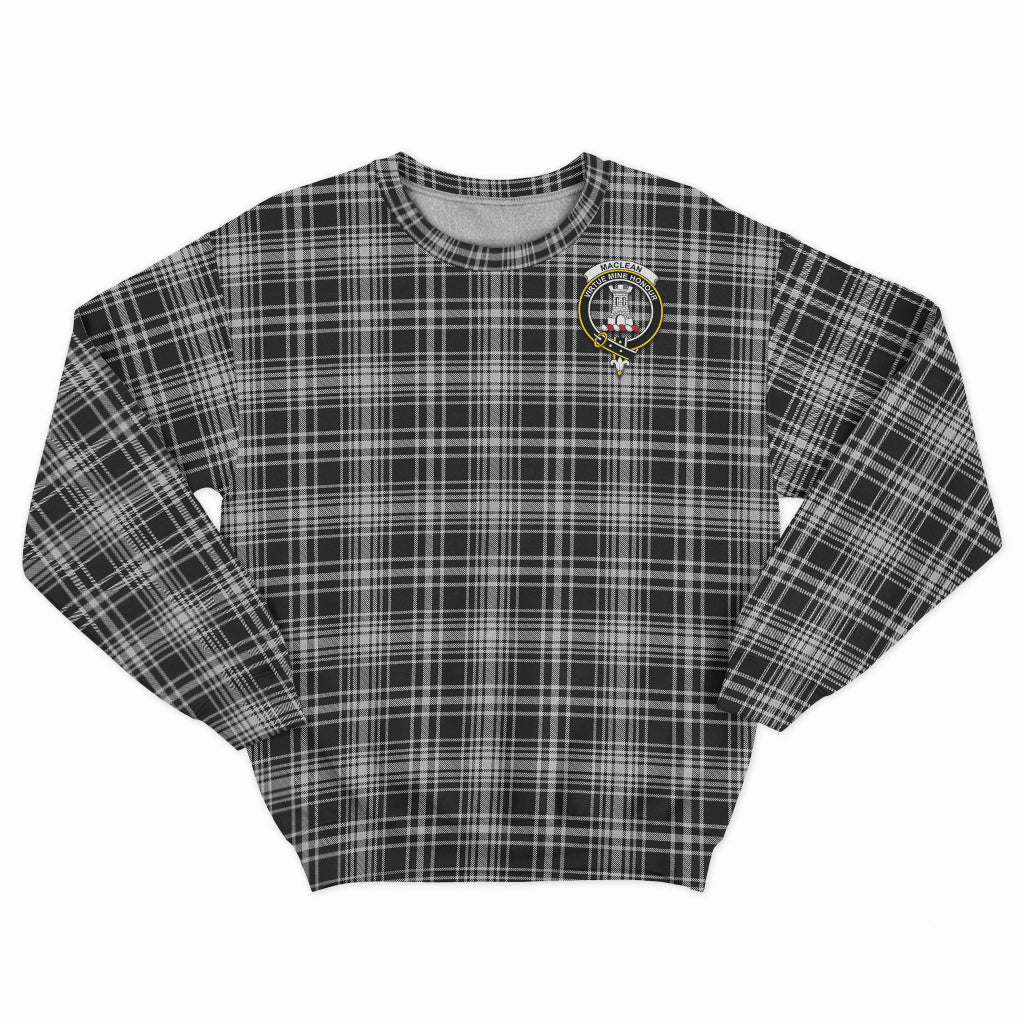 MacLean Black and White Tartan Sweatshirt with Family Crest - Tartan Vibes Clothing