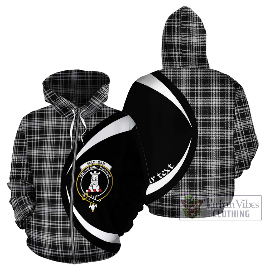 Tartan Vibes Clothing MacLean Black and White Tartan Hoodie with Family Crest Circle Style