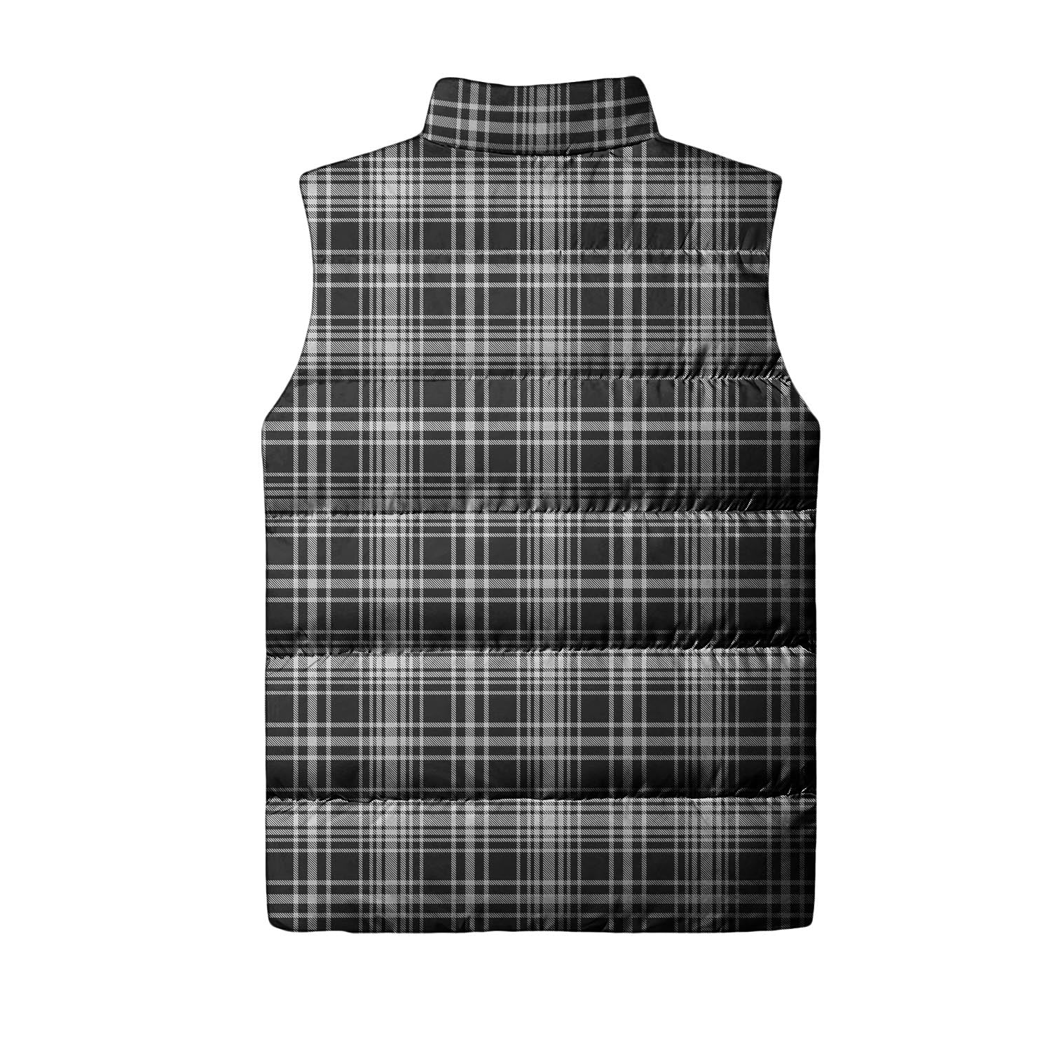 MacLean Black and White Tartan Sleeveless Puffer Jacket with Family Crest - Tartanvibesclothing