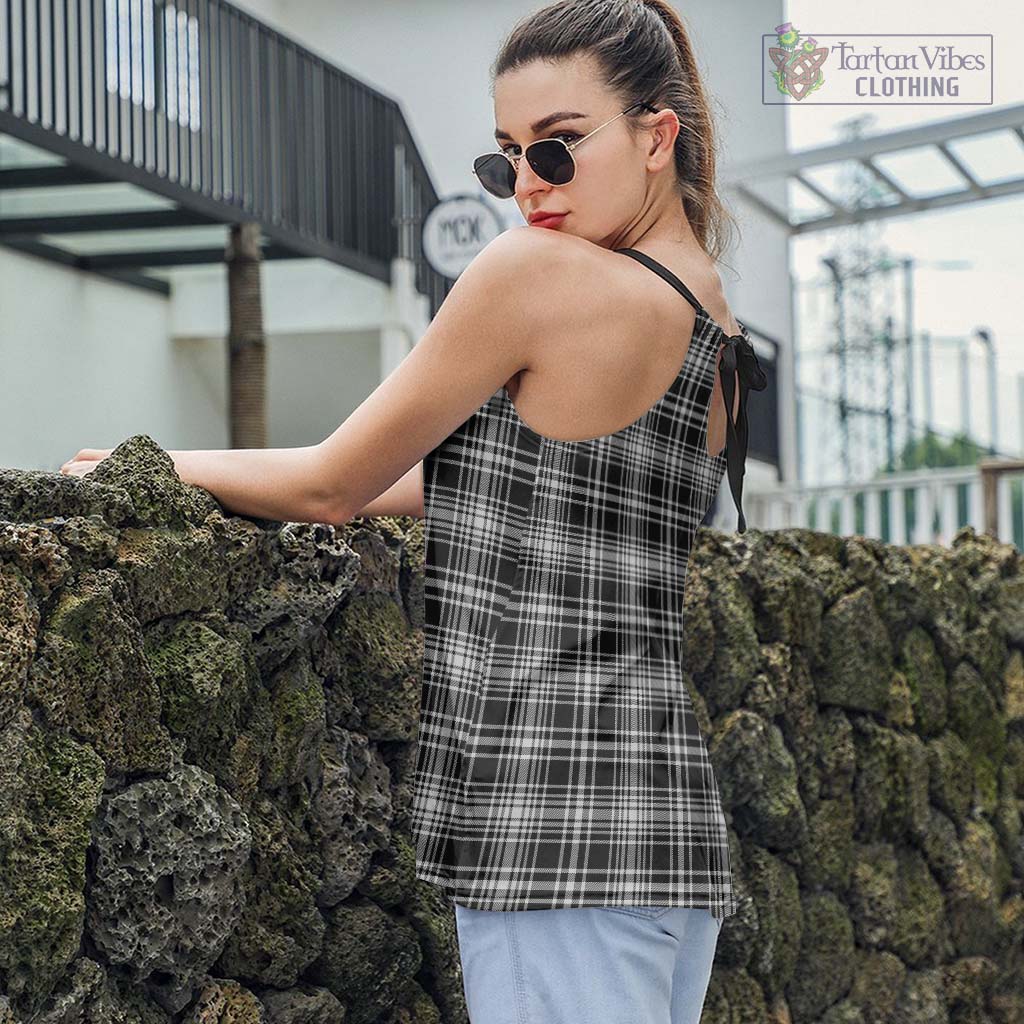 Tartan Vibes Clothing MacLean Black and White Tartan Loose Halter Neck Camisole