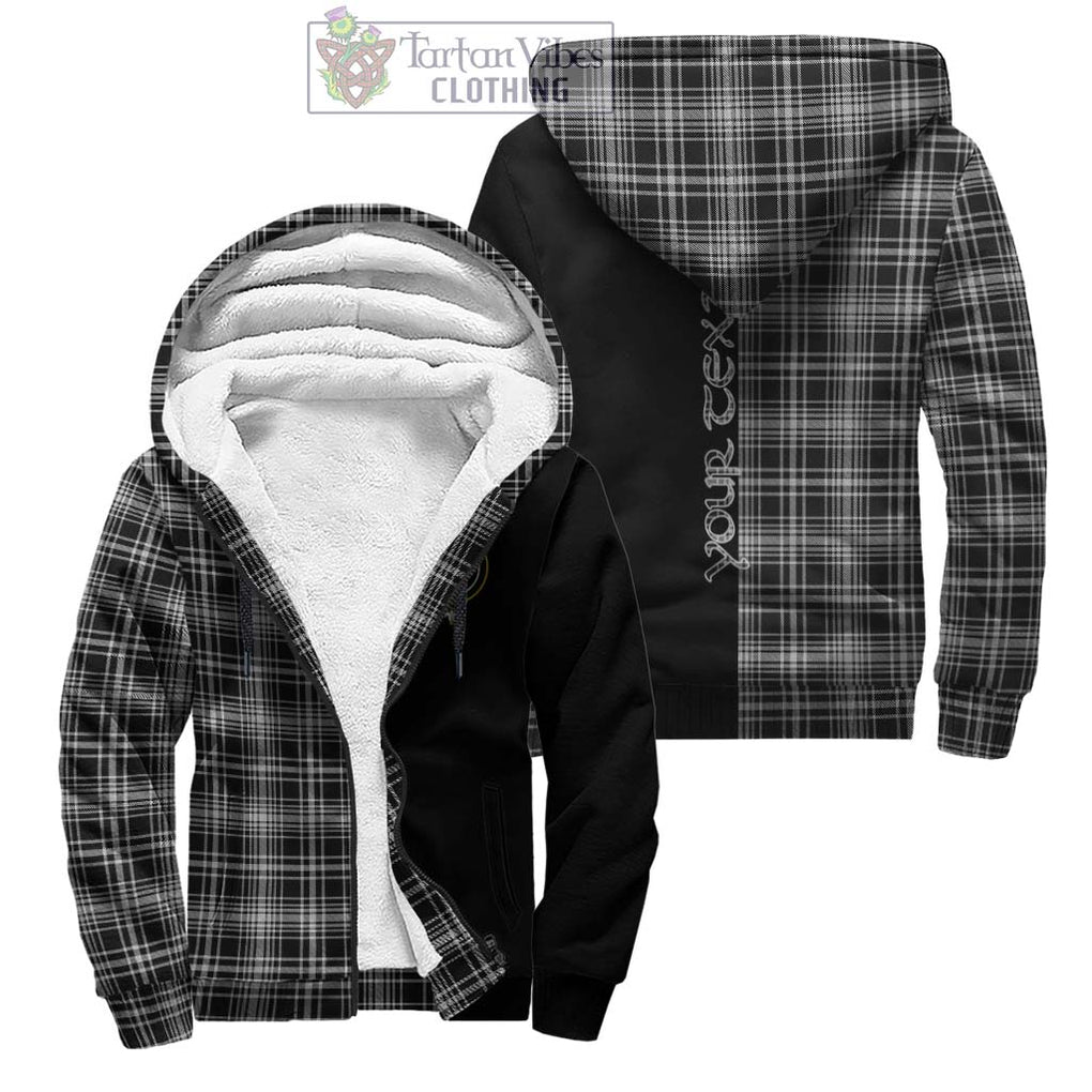 MacLean Black and White Tartan Sherpa Hoodie with Family Crest and Half Of Me Style Unisex - Tartanvibesclothing Shop