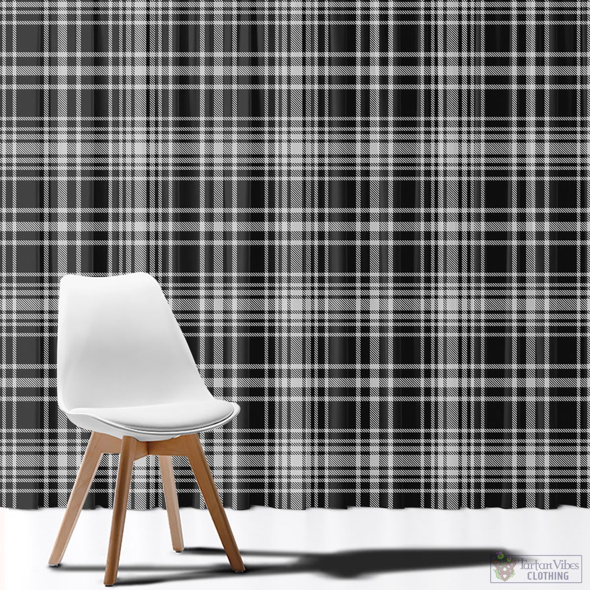 MacLean Black and White Tartan Window Curtain