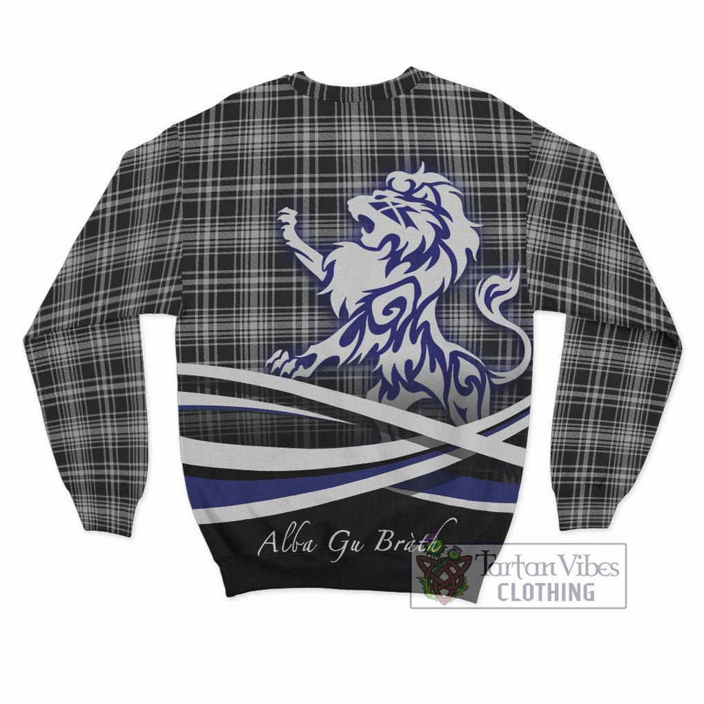 MacLean Black and White Tartan Sweatshirt with Alba Gu Brath Regal Lion Emblem - Tartanvibesclothing Shop