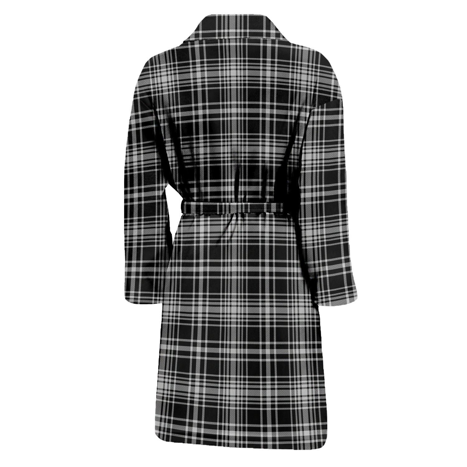 MacLean Black and White Tartan Bathrobe with Family Crest - Tartan Vibes Clothing