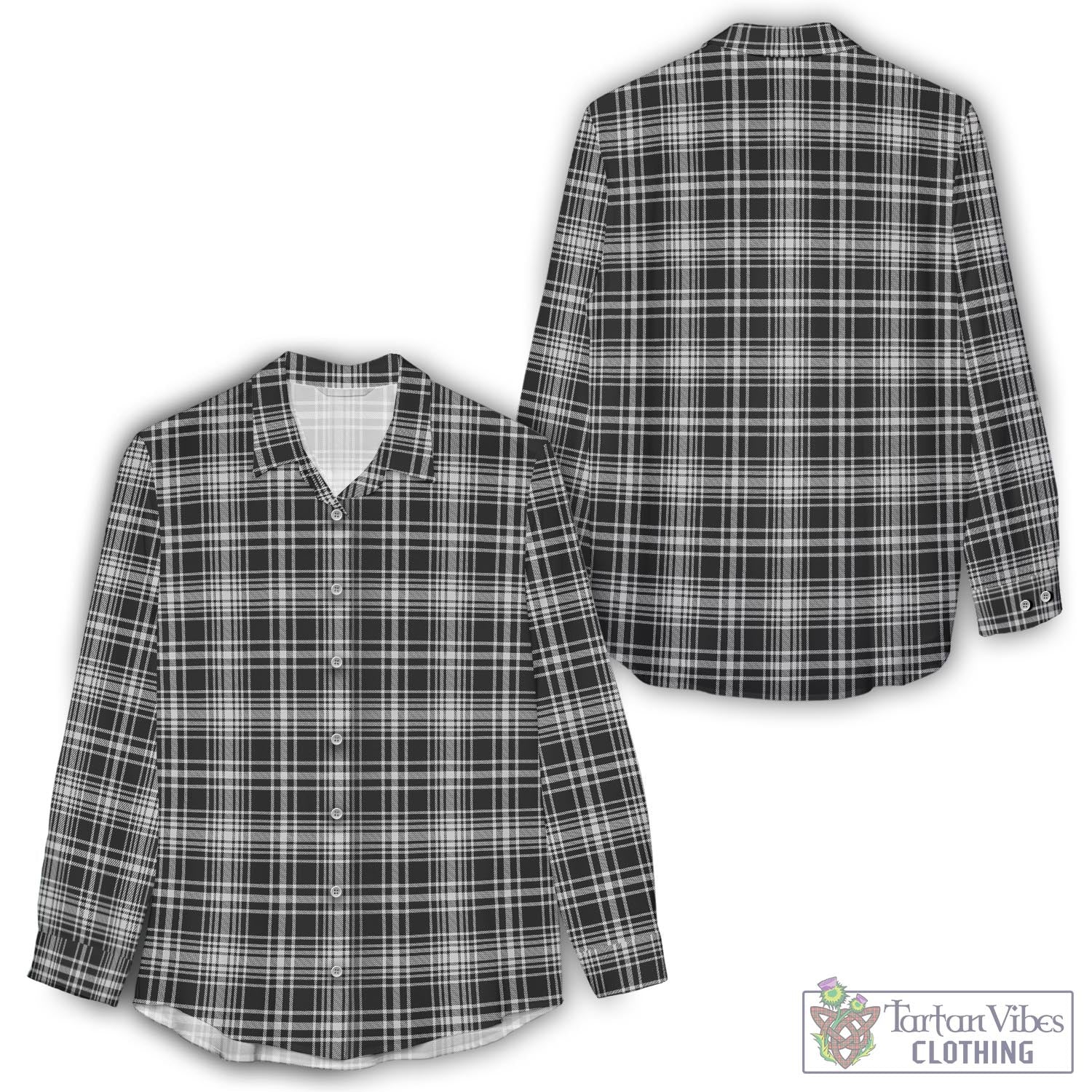 MacLean Black and White Tartan Womens Casual Shirt