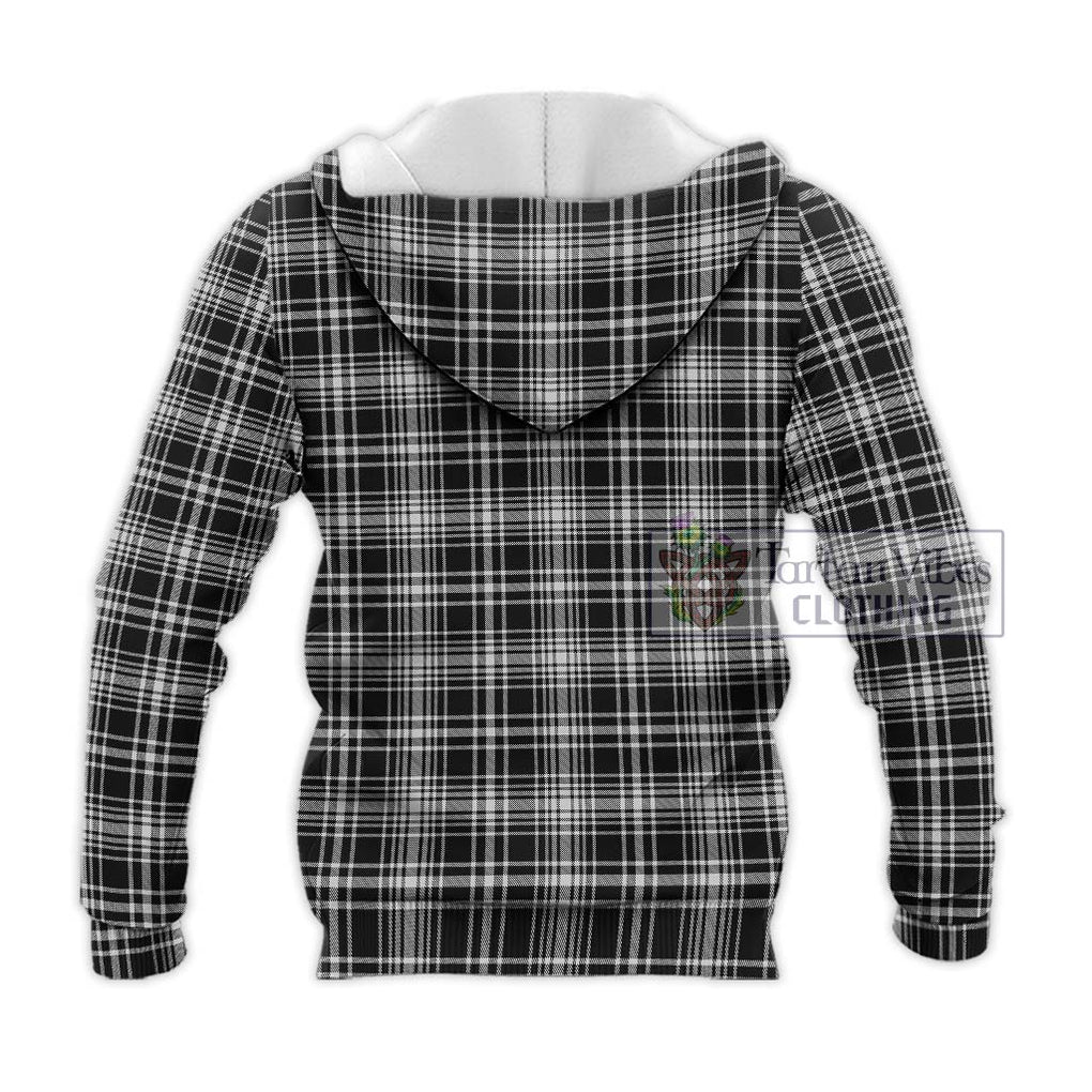 MacLean Black and White Tartan Knitted Hoodie with Family Crest DNA In Me Style - Tartanvibesclothing Shop