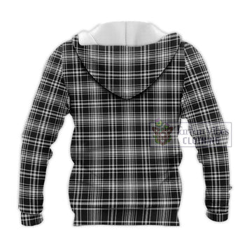 MacLean Black and White Tartan Knitted Hoodie with Family Crest DNA In Me Style