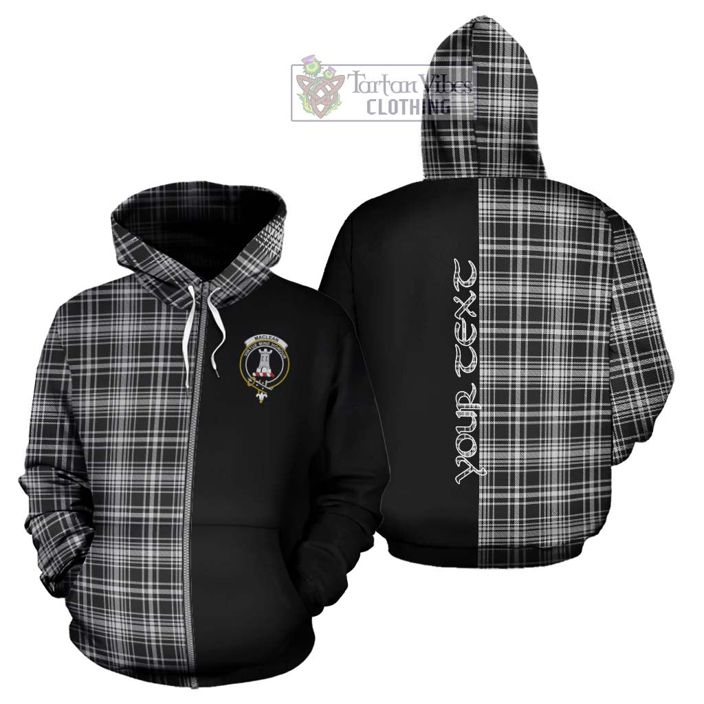 Tartan Vibes Clothing MacLean Black and White Tartan Hoodie with Family Crest and Half Of Me Style