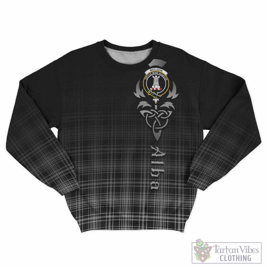 Tartan Vibes Clothing MacLean Black and White Tartan Sweatshirt Featuring Alba Gu Brath Family Crest Celtic Inspired