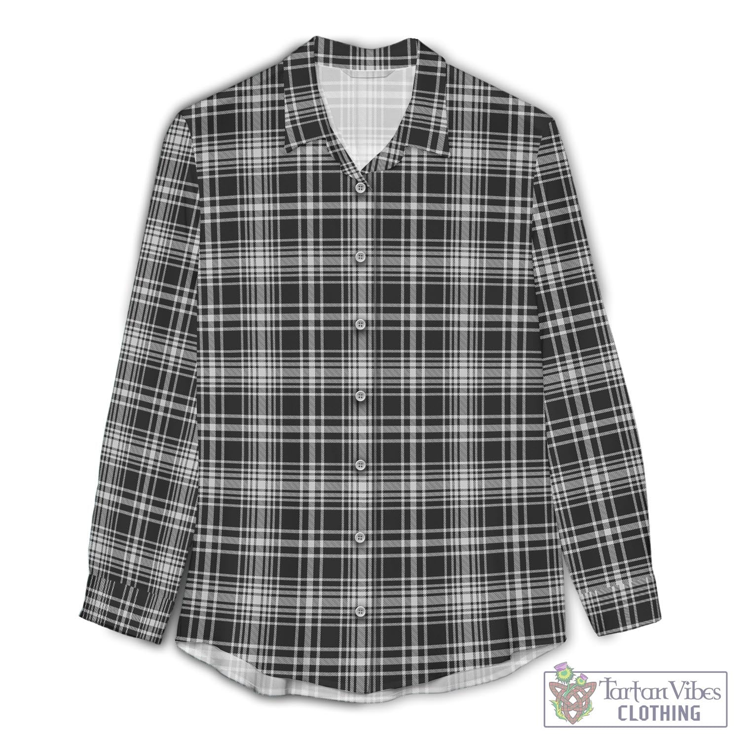 MacLean Black and White Tartan Womens Casual Shirt