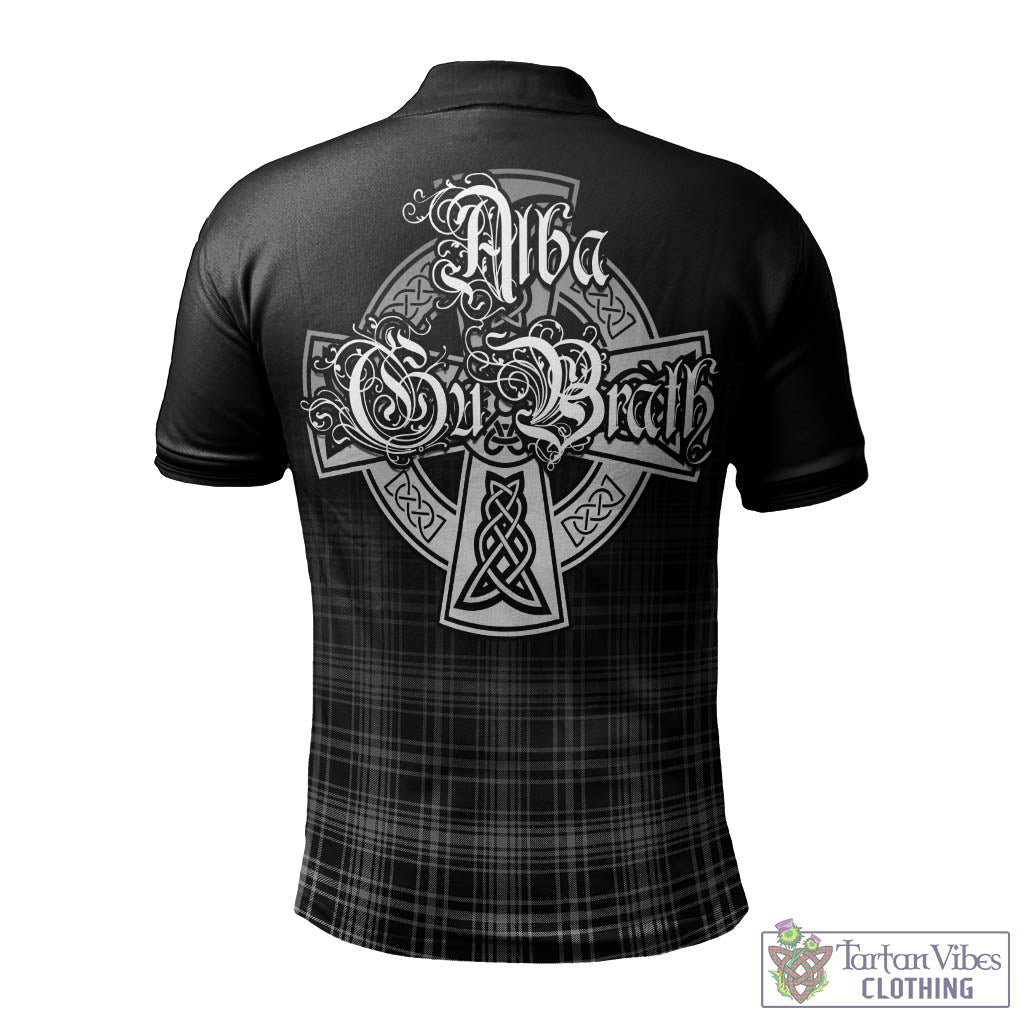 Tartan Vibes Clothing MacLean Black and White Tartan Polo Shirt Featuring Alba Gu Brath Family Crest Celtic Inspired