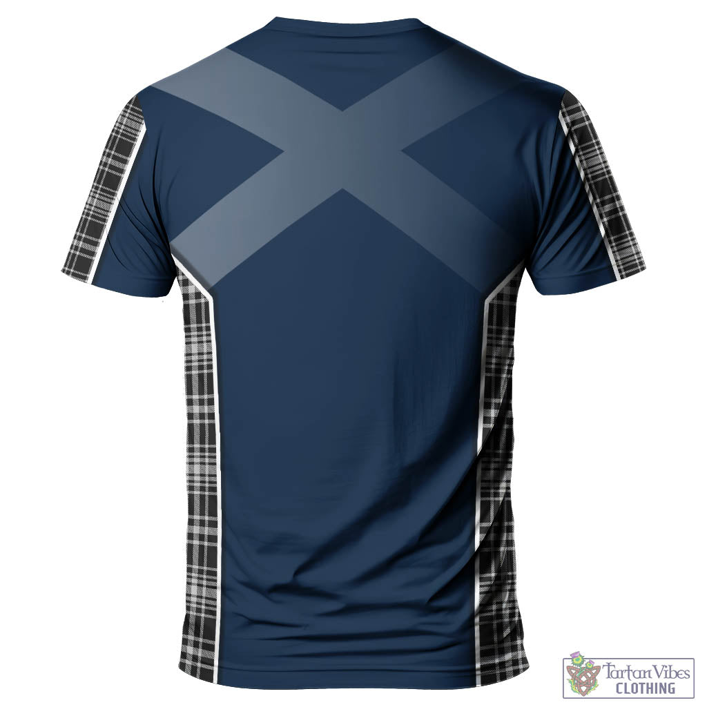 Tartan Vibes Clothing MacLean Black and White Tartan T-Shirt with Family Crest and Scottish Thistle Vibes Sport Style