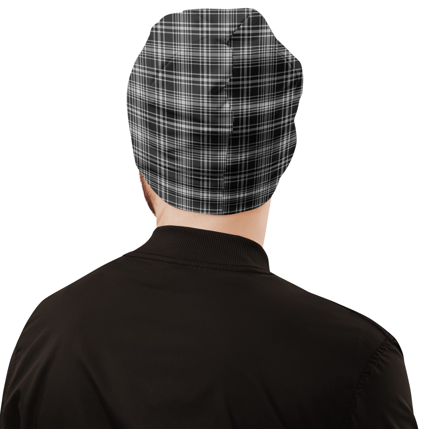 MacLean Black and White Tartan Beanies Hat with Family Crest - Tartan Vibes Clothing