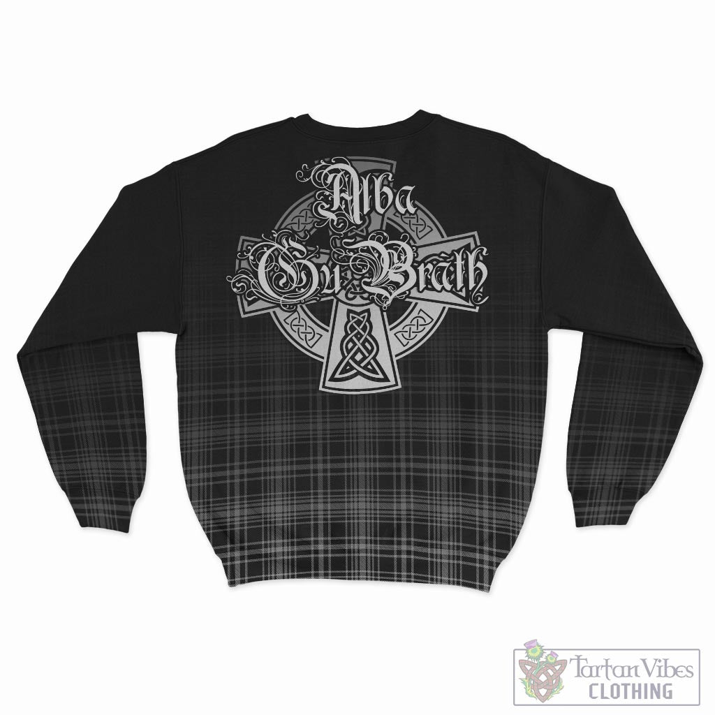 Tartan Vibes Clothing MacLean Black and White Tartan Sweatshirt Featuring Alba Gu Brath Family Crest Celtic Inspired