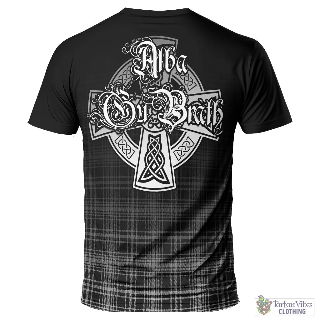 Tartan Vibes Clothing MacLean Black and White Tartan T-Shirt Featuring Alba Gu Brath Family Crest Celtic Inspired