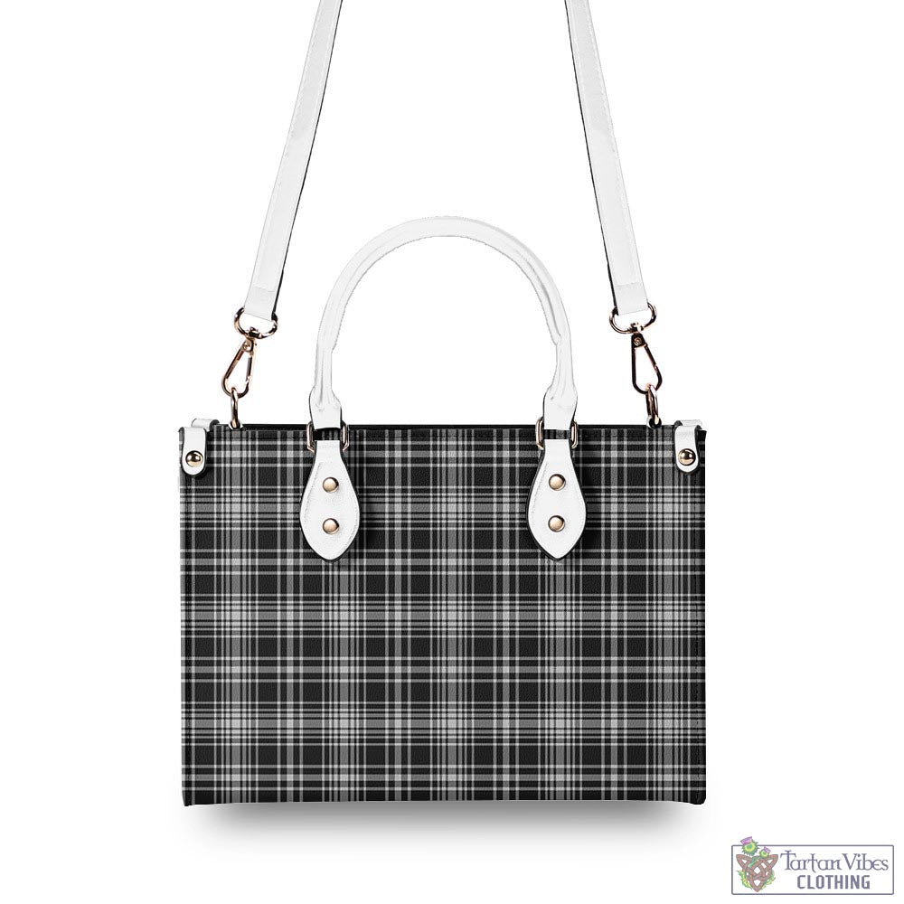 Tartan Vibes Clothing MacLean Black and White Tartan Luxury Leather Handbags