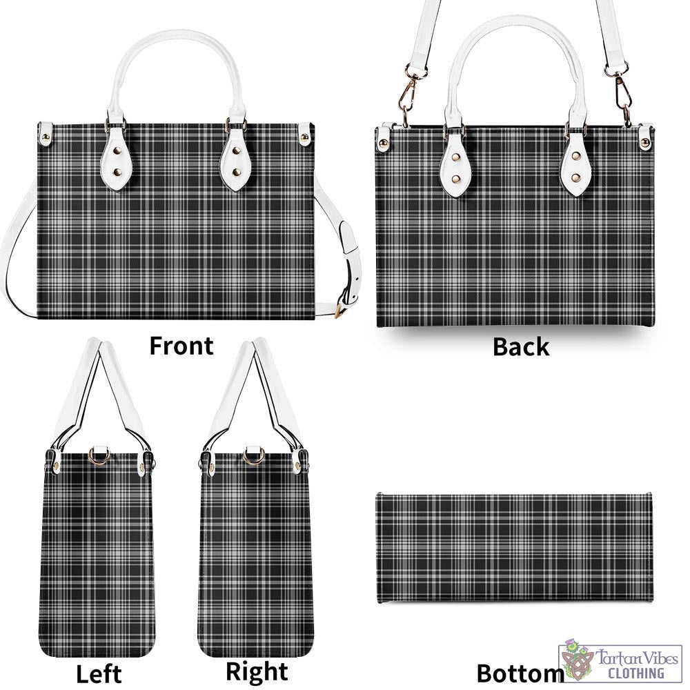 Tartan Vibes Clothing MacLean Black and White Tartan Luxury Leather Handbags