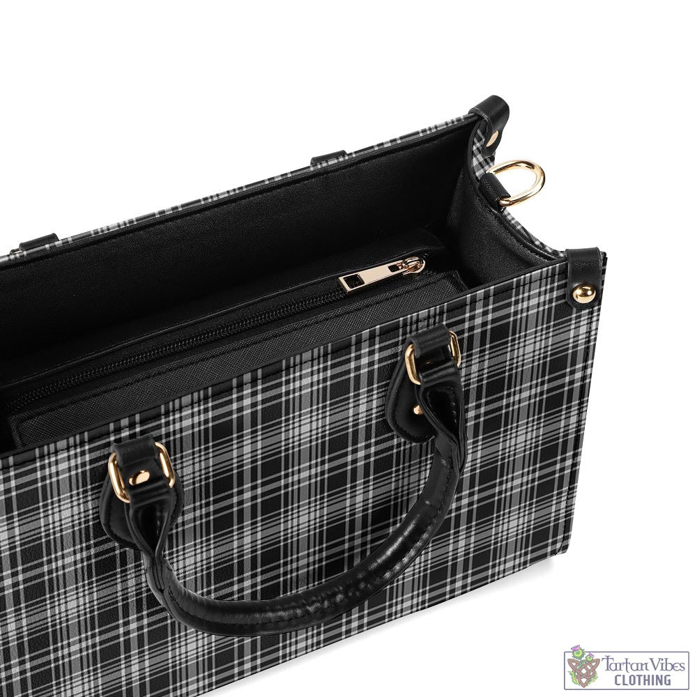 Tartan Vibes Clothing MacLean Black and White Tartan Luxury Leather Handbags