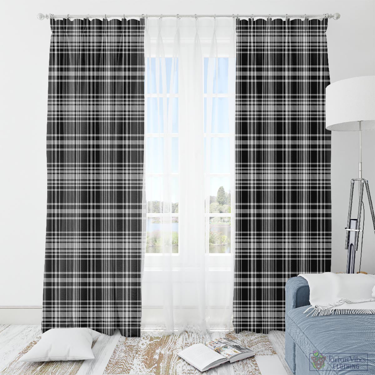 MacLean Black and White Tartan Window Curtain