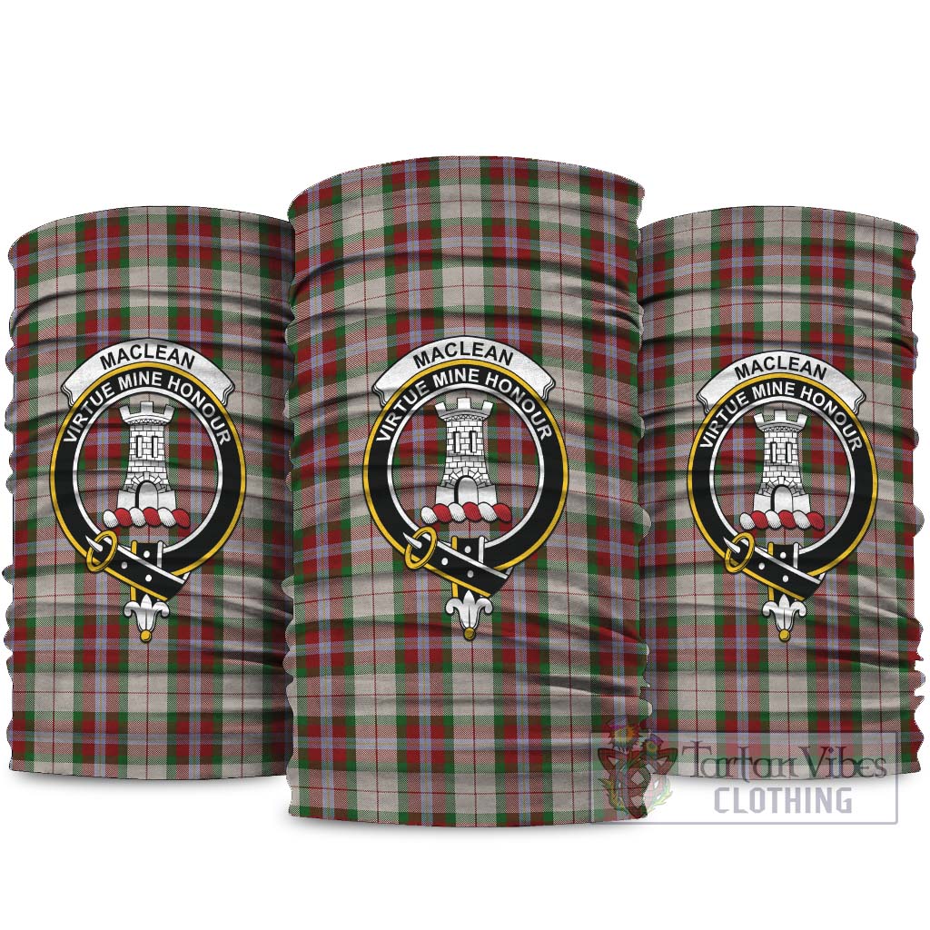 MacLean Dress Tartan Neck Gaiters, Tartan Bandanas, Tartan Head Band with Family Crest