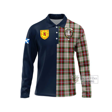 MacLean Dress Tartan Long Sleeve Polo Shirt Alba with Scottish Lion Royal Arm Half Style