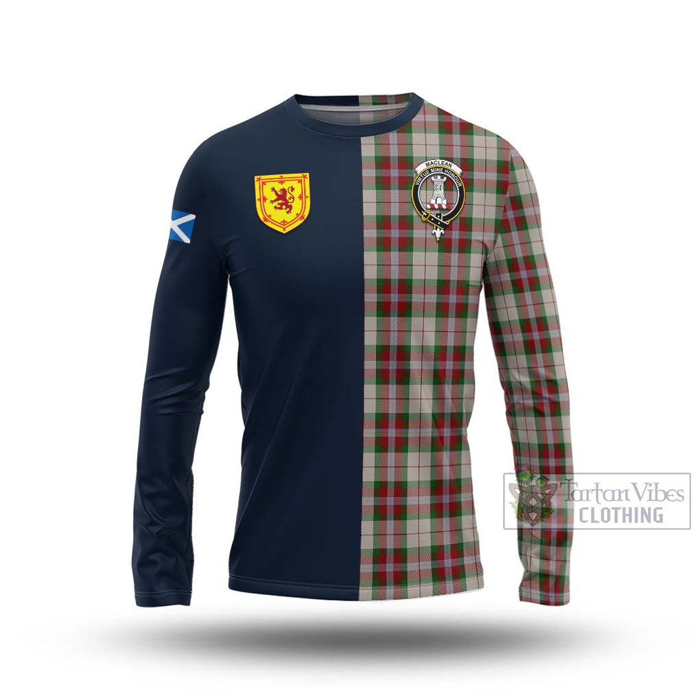 Tartan Vibes Clothing MacLean Dress Tartan Long Sleeve T-Shirt with Scottish Lion Royal Arm Half Style