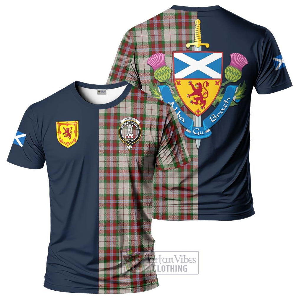 Tartan Vibes Clothing MacLean Dress Tartan T-Shirt Alba with Scottish Lion Royal Arm Half Style