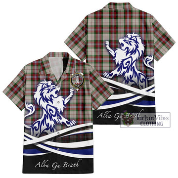 MacLean Dress Tartan Short Sleeve Button Shirt with Alba Gu Brath Regal Lion Emblem